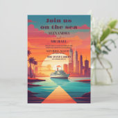 Elegant Seascape Beach Cruise bruiloft Kaart (Staand voorkant)