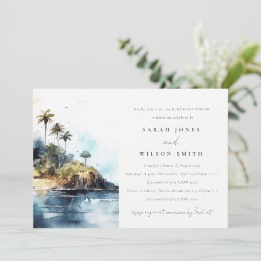 Elegant Seascape Palm Tree Island repetitie diner Kaart (Staand voorkant)