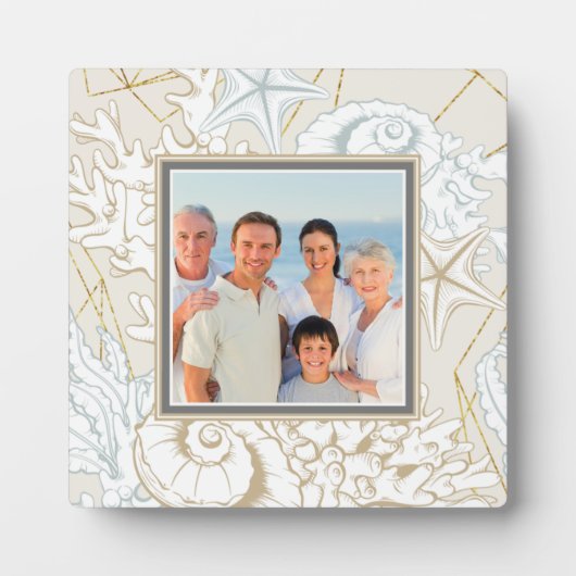 Elegant Seashell Beach Marine Persoonlijke foto Fotoplaat (Voorkant)