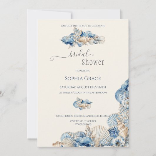 Elegant Seashell Border Vrijgezellenfeest Kaart (Voorkant)