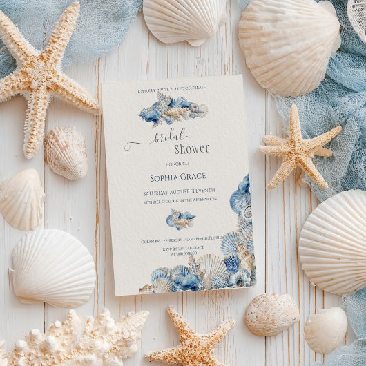 Elegant Seashell Border Vrijgezellenfeest Kaart