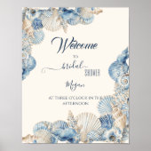 Elegant Seashell Border Wedding welcome Poster (Voorkant)
