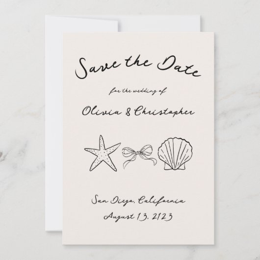 Elegant Seashell Coquette QR Code Save The Date (Voorkant)