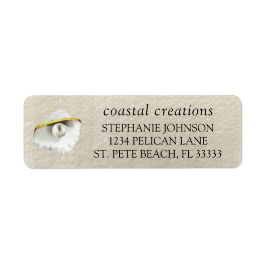 Elegant Seashell Iridescent Pearl Return Address Etiket (Voorkant)