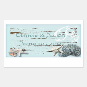 Elegant Seashells Beach Weddenschappen Rechthoekige Sticker