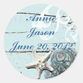 Elegant Seashells Beach Weddenschappen Ronde Sticker