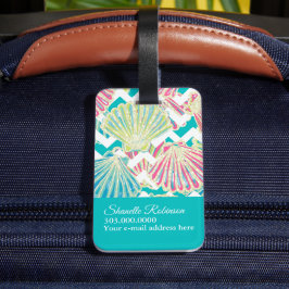 Elegant Seashells Pattern Bagagelabel