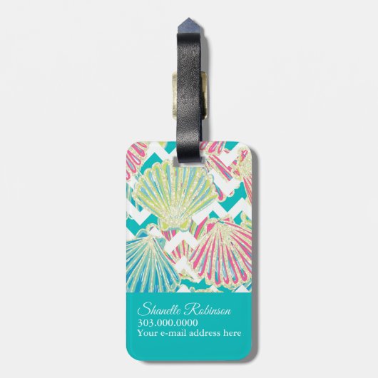 Elegant Seashells Pattern Bagagelabel (Achterkant verticaal)
