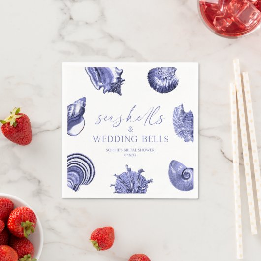 Elegant Seashells & Wedding Bells Vrijgezellenfees Servet (Insitu)