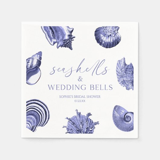 Elegant Seashells & Wedding Bells Vrijgezellenfees Servet (Voorkant)