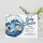 Elegant Seashore Waves Baby shower Kaart (Staand voorkant)
