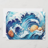 Elegant Seashore Waves Baby shower Kaart (Achterkant)