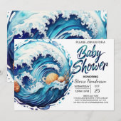 Elegant Seashore Waves Baby shower Kaart (Voorkant / Achterkant)