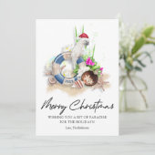 Elegant Seaside Beach kerst Feestdagenkaart (Staand voorkant)