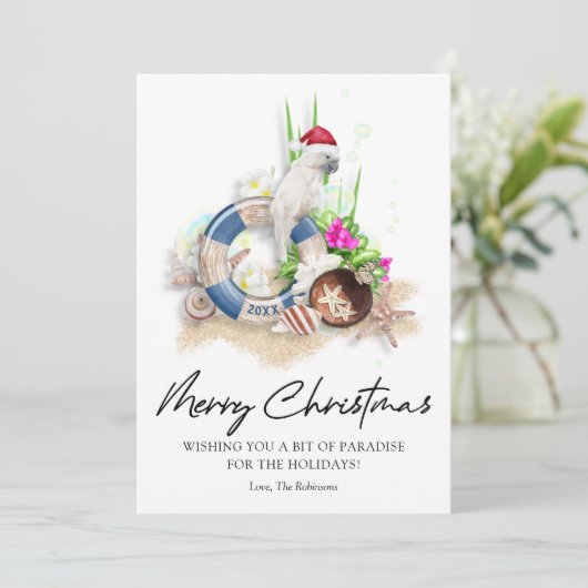 Elegant Seaside Beach kerst Feestdagenkaart (Staand voorkant)