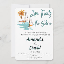 Elegant Seaside Beach Wedding Invitation Feestdagenkaart