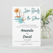 Elegant Seaside Beach Wedding Invitation Feestdagenkaart (Staand voorkant)