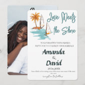 Elegant Seaside Beach Wedding Invitation Feestdagenkaart (Voorkant / Achterkant)