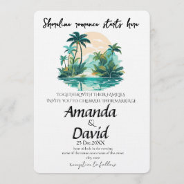 Elegant Seaside Beach Wedding Invitation Kaart