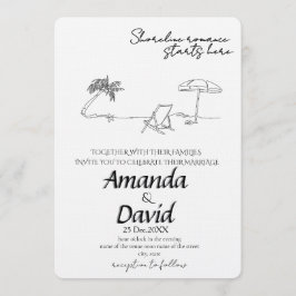 Elegant Seaside Beach Wedding Invitation Kaart