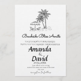 Elegant Seaside Beach Wedding Invitation Kaart