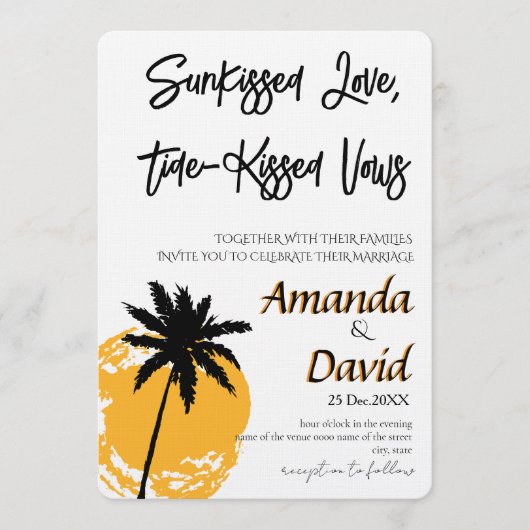 Elegant Seaside Beach Wedding Invitation Kaart (Voorkant)