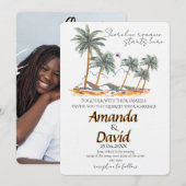 Elegant Seaside Beach Wedding Invitation Kaart (Voorkant / Achterkant)