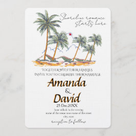Elegant Seaside Beach Wedding Invitation Kaart