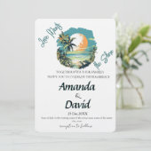 Elegant Seaside Beach Wedding Invitation Kaart (Staand voorkant)