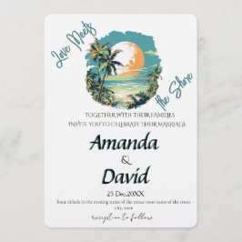 Elegant Seaside Beach Wedding Invitation Kaart