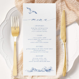 Elegant Seaside Coastal Chic Blue Wedding Menu