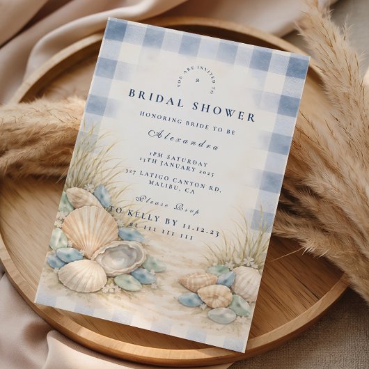 Elegant Seaside Shell Bridal Shower Kaart