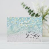 Elegant Seaside String Lights Beach Website RSVP Kaartje (Staand voorkant)