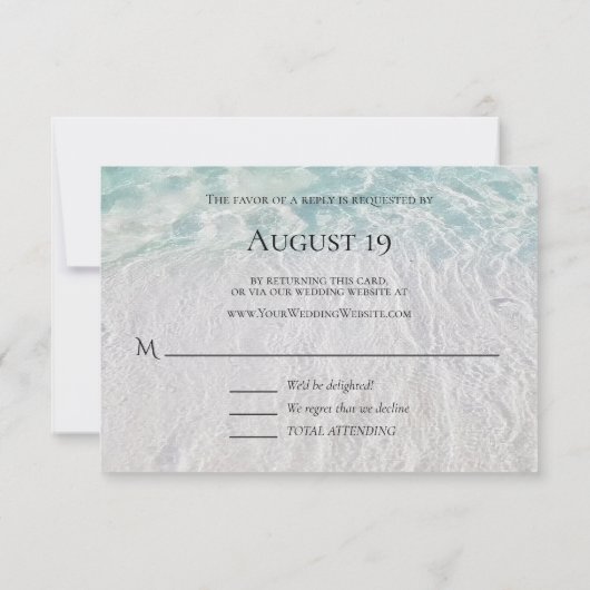 Elegant Seaside String Lights Beach Website RSVP Kaartje (Achterkant)