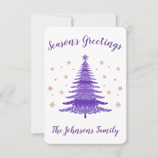 Elegant Season Greetings kerstboom Roos Gold Bedankkaart (Voorkant)