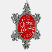 Elegant Season Greetings Red Kerstannament Tin Sneeuwvlok Ornament (Links)
