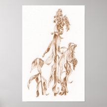Elegant Seasonal Botanical Ink Art  Wall Poster