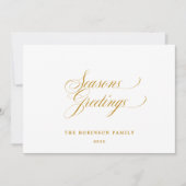 Elegant Seasons Greetings Gold Script Typography Feestdagenkaart (Voorkant)