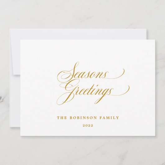 Elegant Seasons Greetings Gold Script Typography Feestdagenkaart (Voorkant)