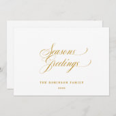 Elegant Seasons Greetings Gold Script Typography Feestdagenkaart (Voorkant / Achterkant)
