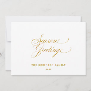 Elegant Seasons Greetings Gold Script Typography Feestdagenkaart