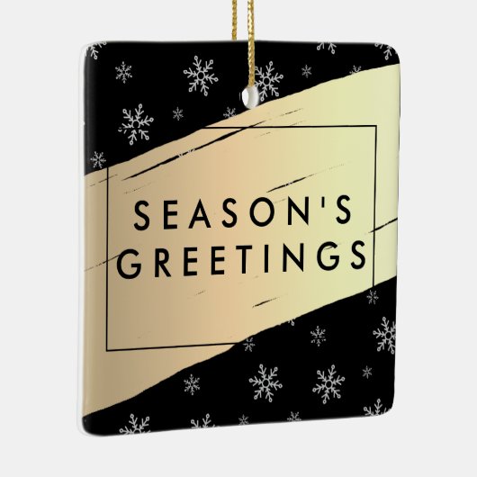 Elegant Season's Greetings Gold Splash op Black Keramisch Ornament (Rechts)