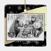 Elegant Season's Greetings Gold Splash op Black Keramisch Ornament (Achterkant)