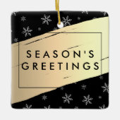 Elegant Season's Greetings Gold Splash op Black Keramisch Ornament (Voorkant)
