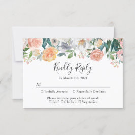 Elegant Secret Garden Botanical Floral Wedding RSVP Kaartje
