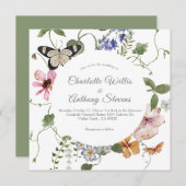Elegant Secret Garden Delicate Floral Wedding Kaart (Voorkant / Achterkant)