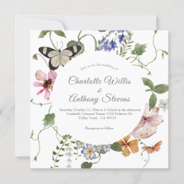 Elegant Secret Garden Delicate Floral Wedding Kaart