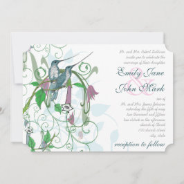 Elegant Secret Garden Hummingbird Wedding Kaart