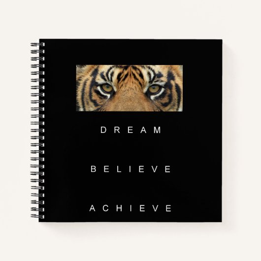 Elegant Self Improvement Quote Tiger Eyes Modern Notitieboek (Voorkant)
