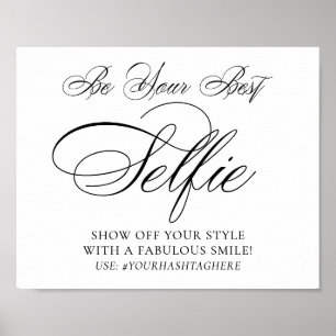 Elegant Selfie Black Script   Uw hashtag Poster